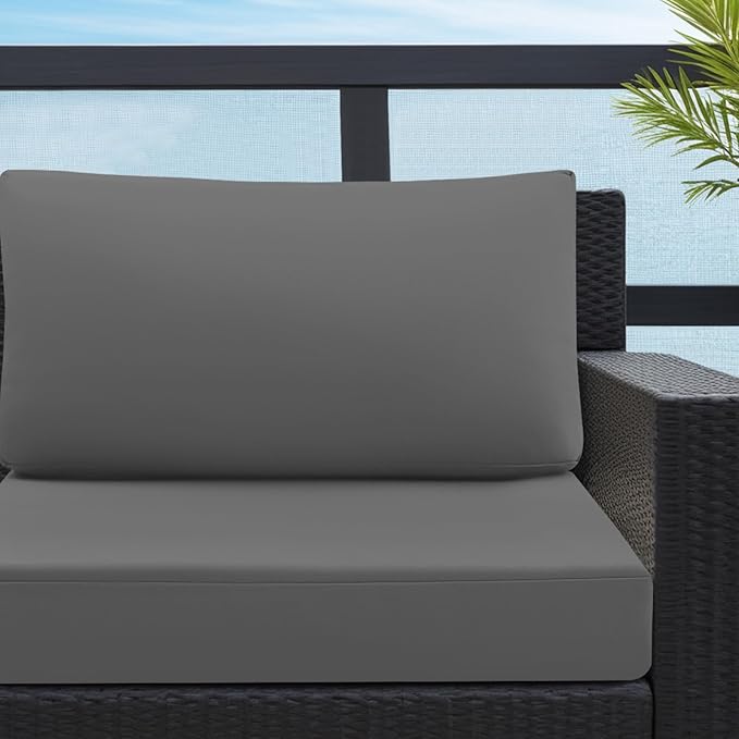 idee-home Outdoor Cushions for Patio Furniture, Outdoor Seat Cushion, Waterproof Hampton Bay Deep Seat Replacement Couch Chair Cushions for Garden Lawn Backyard Deck, 28.5 x 28.5 Dark Grey