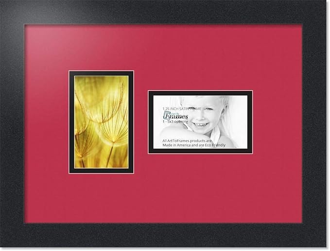 ArtToFrames Collage Photo Frame Double Mat with 2 - 3x5 Openings and Satin Black Frame