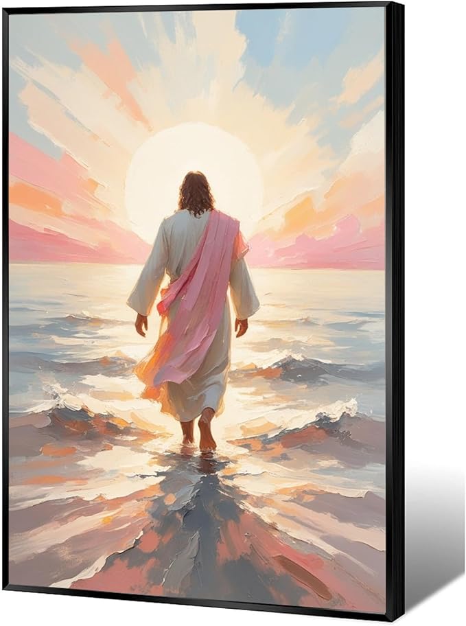 Christian Wall Art Print, Religious Scripture Biblical Decor, Faith-Based Inspirational Landscape with Cross, Digital Printed Canvas Poster for Church, Home Chapel, Prayer Room Decor