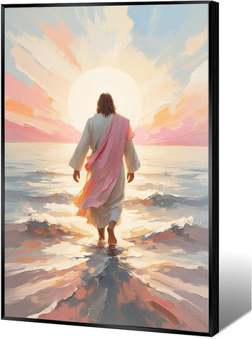Christian Wall Art Print, Religious Scripture Biblical Decor, Faith-Based Inspirational Landscape with Cross, Digital Printed Canvas Poster for Church, Home Chapel, Prayer Room Decor