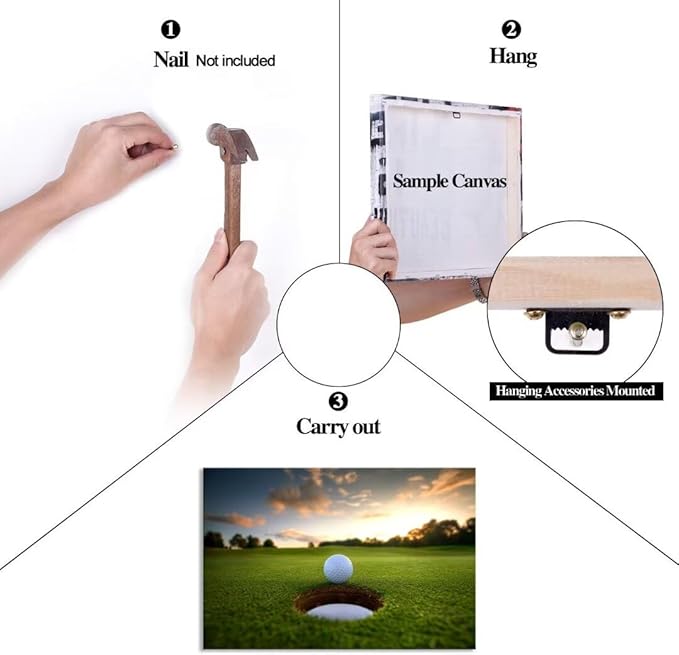 chenchenArt Golf Wall Art for Living Room Bedroom Home Decorations Golf Ball Picture Poster Canvas Prints Modern Artwork Framed Ready to Hang(28''H x 44''W)