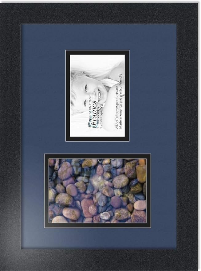 ArtToFrames Collage Photo Frame Double Mat with 1 - 3.5x5^ 4x6 Openings and Satin Black Frame