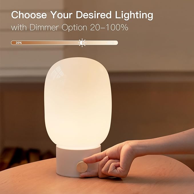 ONEWISH Bedside Table Lamp, Modern Small Desk Light with Warm LED Bulb, Fully Dimmable Nightstand Lamp for Home Decor, Birthday Gift