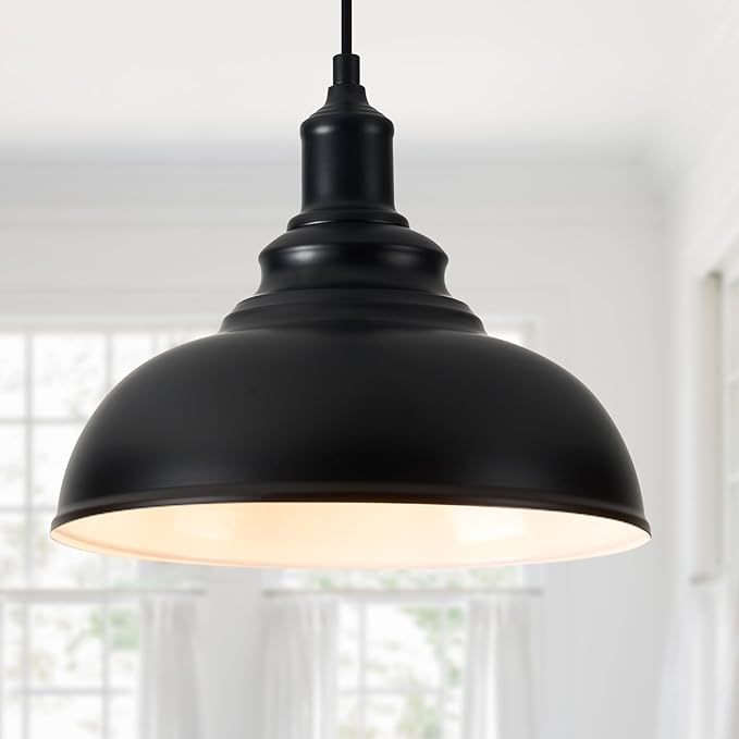 3-Pack Black Farmhouse Pendant Light Adjustable Pendant Lighting for Kitchen Island Industrial Hanging Barn Pendant Lights Over Island Sink Light Fixtures