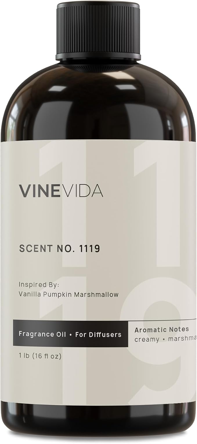 VINEVIDA [16 Fl Oz] Scent NO. 1119 Fragrance Oil for Cold Air Diffusers, Aromatic Notes of Marshmallow Cream Pumpkin, Essential Oils for Diffuser Oil Refill & Air Freshener Room Spray