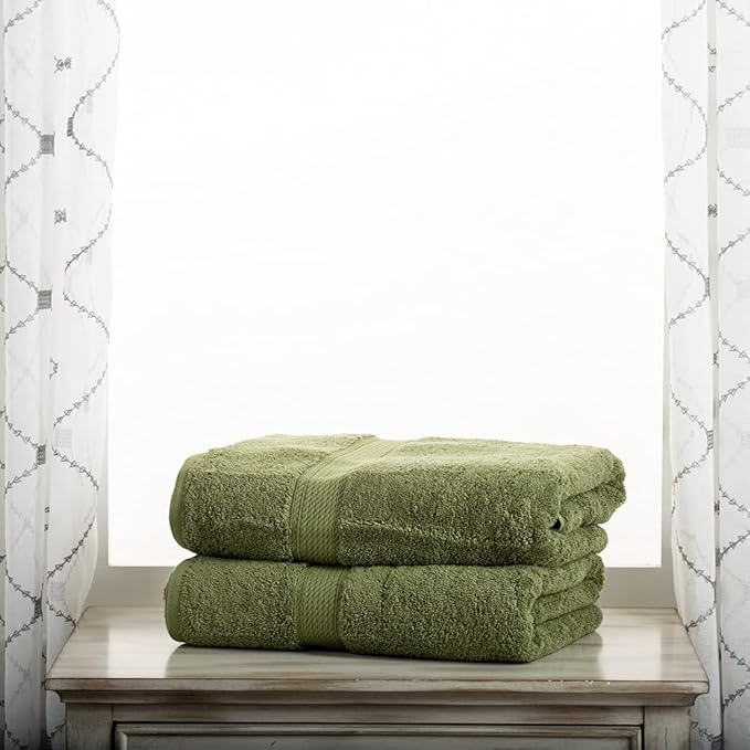 BLUENILEMILLS Premium Towel Collection, Egyptian Cotton Towels for Shower and Bathroom Assorted 2-Piece Towel Set, 30" x 55", Forest Green by Blue Nile Mills