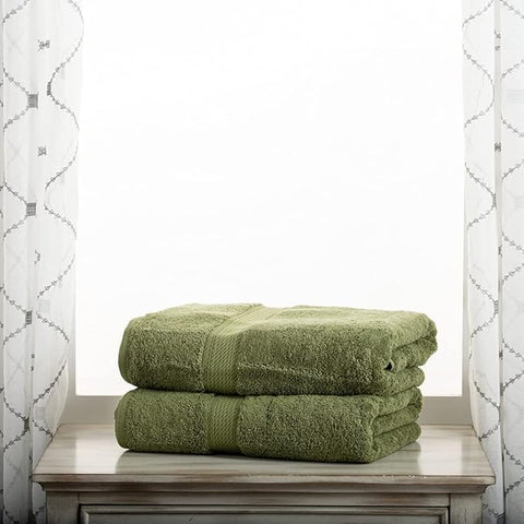 BLUENILEMILLS Premium Towel Collection, Egyptian Cotton Towels for Shower and Bathroom Assorted 2-Piece Towel Set, 30" x 55", Forest Green by Blue Nile Mills