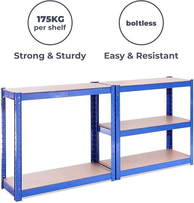 G-Rack | 5 Tier Garage Shelving Units | Metal Shelving Storage | Heavy-Duty Organization Racks | Adjustable Shelves | 2000LB Capacity | Ideal for Workshop, Shed, Office - 59D x 30W x 12H (Blue)
