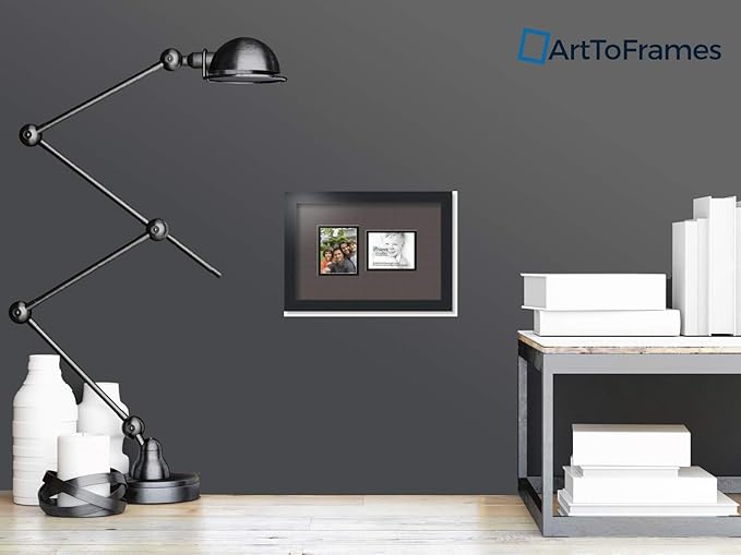 ArtToFrames Collage Photo Frame Double Mat with 2 - 4x5 Openings and Satin Black Frame