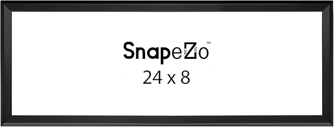 SnapeZo Poster Frame 8x24 Inches, Black 1 Inch Aluminum Profile, Front-Loading Snap Frame, Wall Mounting, Sleek Series