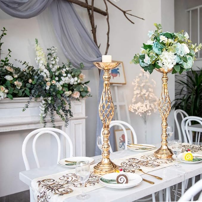 Wedding Centerpieces for Reception Tables, Twist Candleholder Stands, Flower Arrangement Vases, Metal Centerpieces for Wedding Road-Leading Party Home Decor