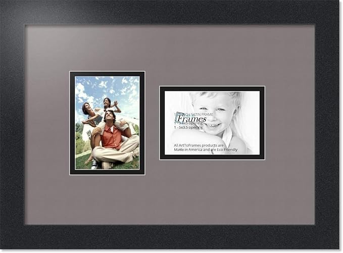 ArtToFrames Double-Multimat-751-748/89-FRBW26079 Collage Photo Frame Double Mat with 2-3.5x5 Openings and Satin Black Frame