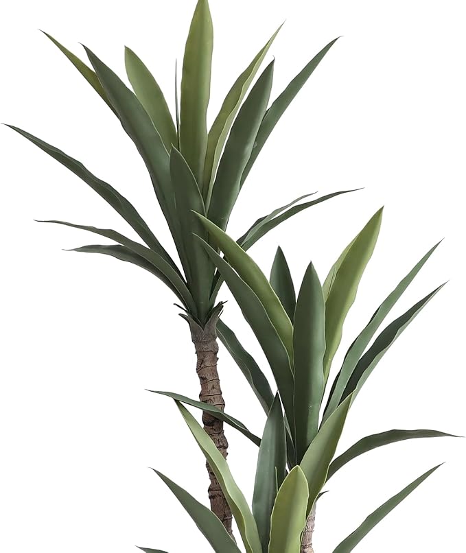 momoplant Artificial Agave Tree 4.5Ft Faux Agave Plant with 3 Heads Silk Faux Tree in Plastic Pot for Home Garden Office Decor