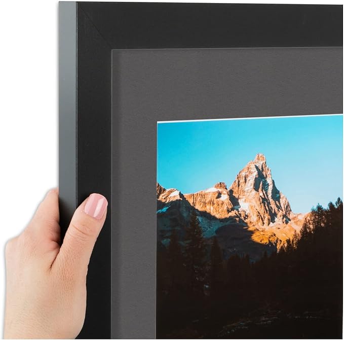 ArtToFrames Collage Photo Frame Double Mat with 2 - 5x7 Openings and Satin Black Frame