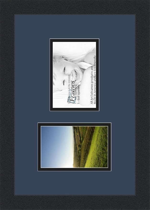 ArtToFrames Collage Photo Frame Double Mat with 2 - 4x6 Openings and Satin Black Frame