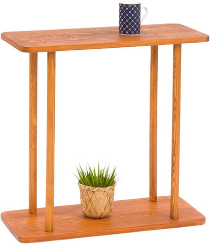 Rectangular Solid Wood Narrow Side Table, Skinny Bedside Table, Small End Table (Chestnut, X-Large)