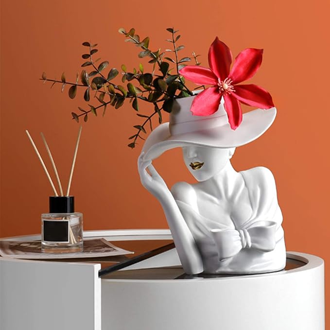 Cosylove Flower Vase, Decorative Ceramic Flower Vase, Creative Elegant Woman Arrangement Flower Vase, Art Vase for Home Office Living Room Wedding and Events Decor