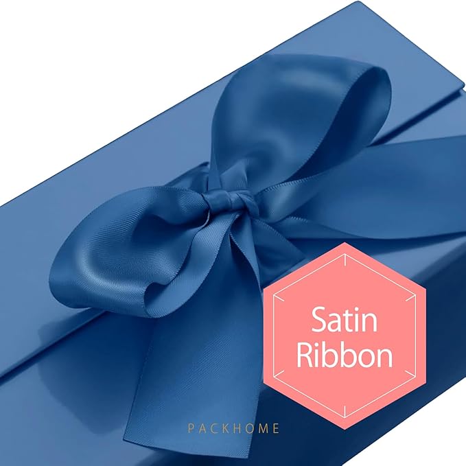 PACKHOME 17x14.5x5.5 Inches, Extra Large Gift Box with Lid, Magnetic Closure Boxes with Ribbon for Clothes and Large Gifts (Glossy Blue)