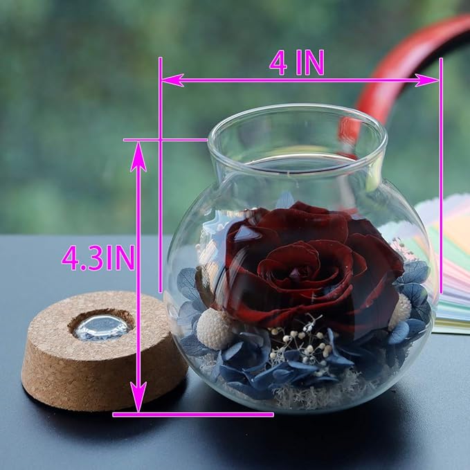 Preserved Real Roses with Colorful Mood Light Wishing Bottle,Eternal Rose，Never Withered Flowers,for Bedroom Party Table Decor, Anniversary,Valentine's,Mother's Day,a Gifts for Women (Burgundy)