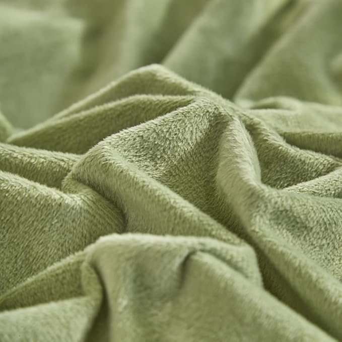 CLOTHKNOW Green Fluffy California King Comforter Set 3Pcs Sage Green Velvet Bedding Comforter Sets Green Comforter Soft Light Green Comforter Sets Cal King