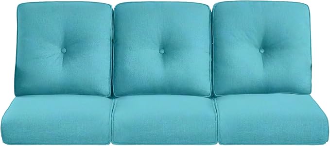 22x25/22x24 Outdoor Cushions for Patio Couch Chairs Set of 3 - High Back Outside Seat Cushions for Wicker Rattan Dining Rocker Glider Loveseat 3-Seater Sectional Sofa - Turquoise/Button