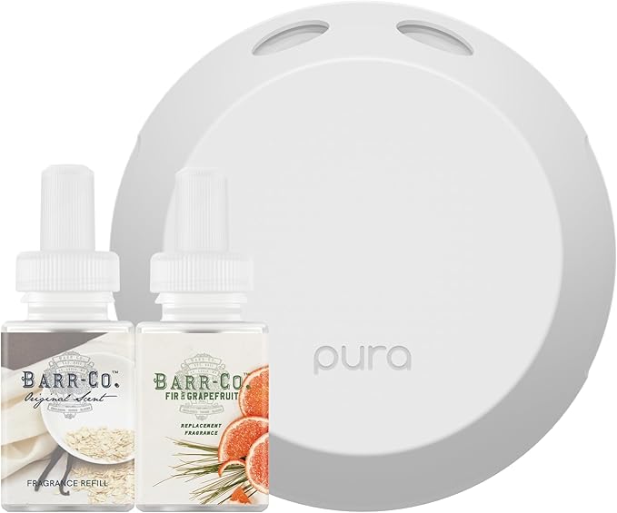 Pura Smart Home Fragrance Device Starter Set - Pura 4 - Scent Diffuser for Home - Includes Fragrance Aroma Diffuser - Square Box, Original Scent and Fir & Grapefruit Scent Refills