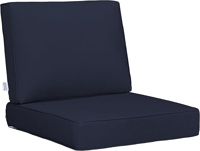 UIXE 24.5" Deep Seat Outdoor Cushion Set with Back Pads, Patio Furniture Cushions, Sectional Sofa Bistro Chair Cushion - Navy, Set of 4