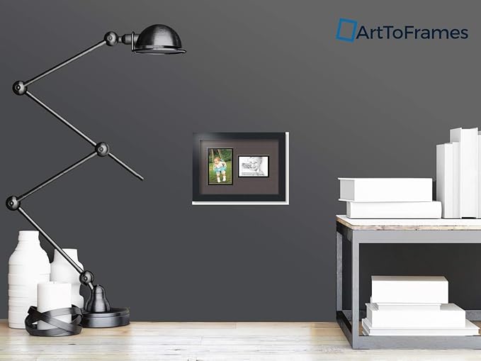 ArtToFrames Collage Photo Frame Double Mat with 1 - 3.5x5^ 4x6 Openings and Satin Black Frame