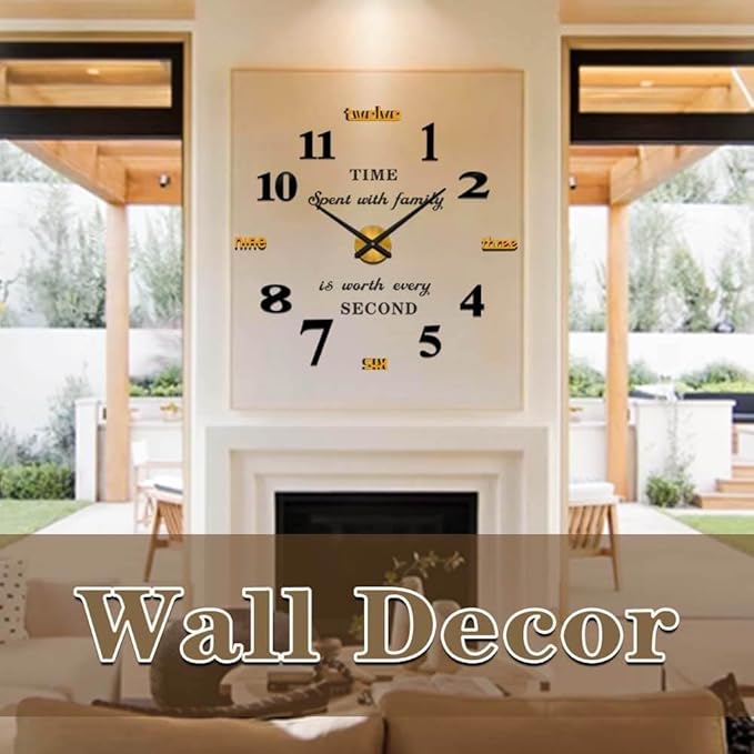 VANGOLD Giant Wall Clock for Living Room Decor, Decorative Wall Clocks Battery Operated (Gold Wall Decor)