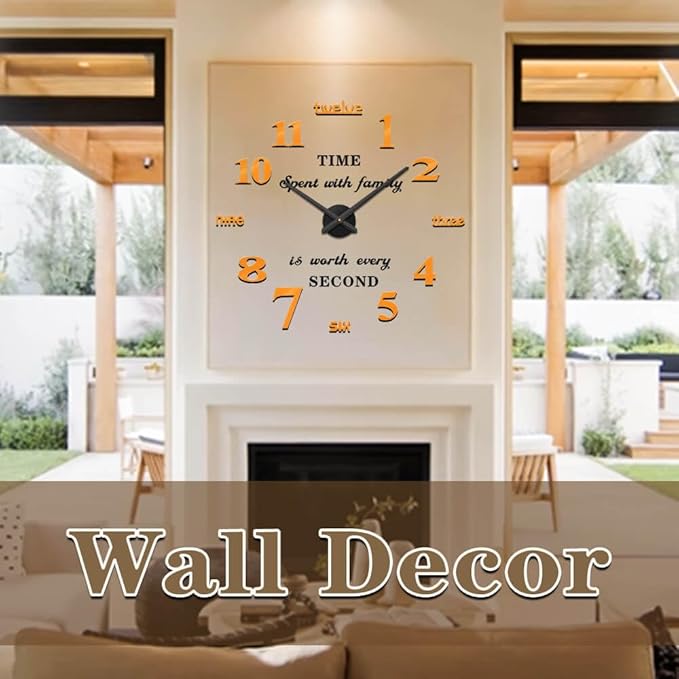 VANGOLD Design Decorative Wall Clock for Home Decor (Gold and Black Decor)