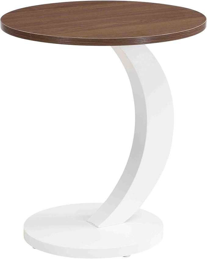 Marble Nesting Coffee Table Set of 2,Modern Oval Center Tea Table and Round Side Nightstand Set w/Wood Tabletop and Metal Frame for Living Room Accent Furniture