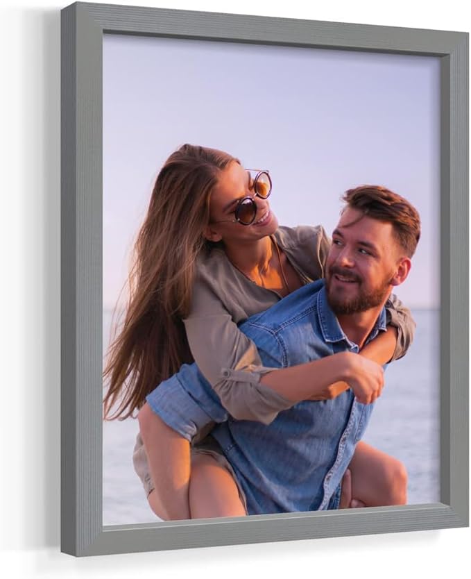 Renditions Gallery 11X14 Custom Photo Prints with Real Wood Picture Frames. Create Personalized Photos with Peel & Stick Photo Frames. Single, Gray Frame