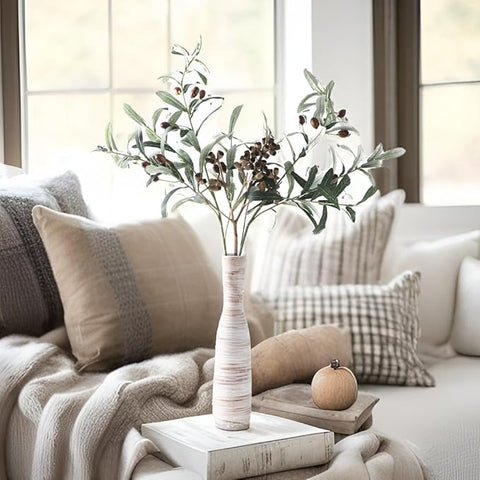 ALMA 14" Tall White Ceramic Vase for Table Centerpiece,Small Flower Vase for Roses,Thin Bowl Vase for Home Decor Living Room, Boho Bathroom,Beachy Room,Coatsal Bedroom,Modern Office Decor