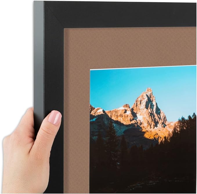 ArtToFrames Collage Photo Frame Double Mat with 2 - 5x7 Openings and Satin Black Frame