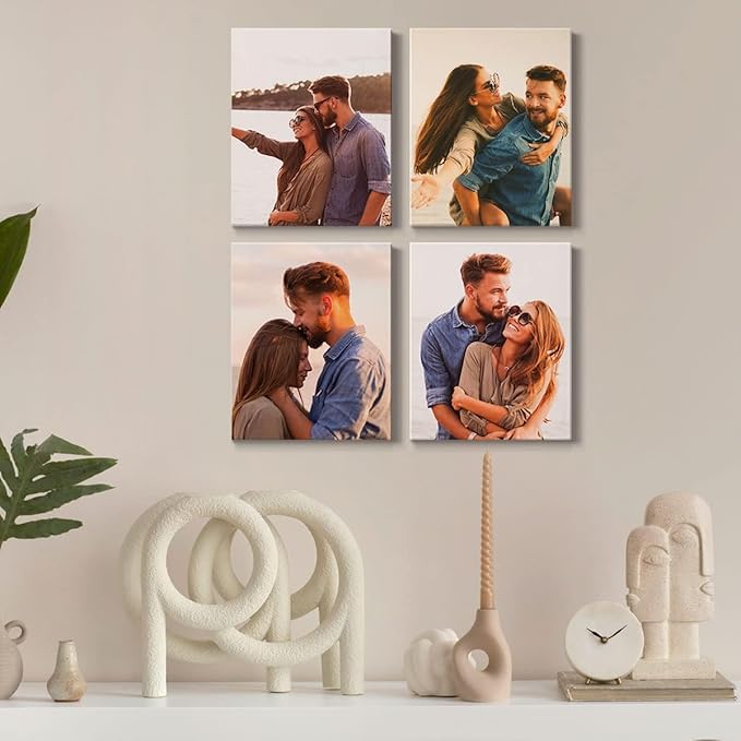 Renditions Gallery Set of 4, 8X10 Custom Photo Prints with Real Wood Picture Frames. Create Personalized Photos with Peel & Stick Photo Frames. Wrapped Canvas