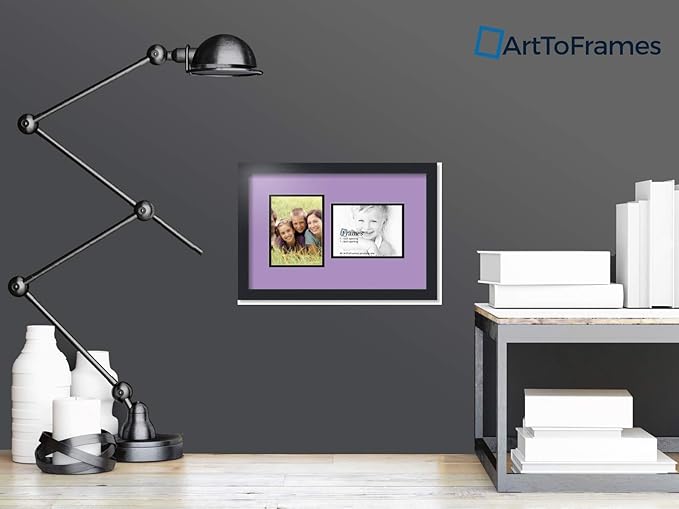 ArtToFrames Collage Photo Frame Double Mat with 2 - 6x8 Openings and Satin Black Frame
