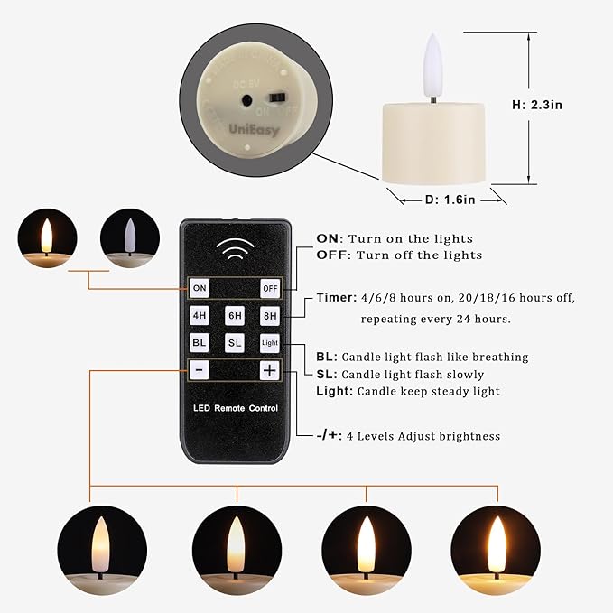 Rechargeable Tea Lights flameless Candles with Timer and Remote,led Votive Candles Battery Operated-Flickering Realistic,for Room,Retirement Party,Wedding Decor,Halloween(12 Pack)