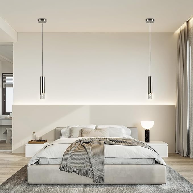 Pendant Light Fixture, Bubble Acrylic Pendant Lights Kitchen Island, 1 Light Dimmable Brushed Nickel Cylinder Pendant Island Hanging Light for Dining Room, 3000K