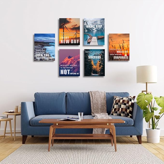 Inspirational Quotes Wall Art,Motivational Wall Art Decoration Painting, Suitable for Library, Office， Living Room,Home Deco,Tabletop/Hanging,| 6-pack(29 x 38 cm) framed 2