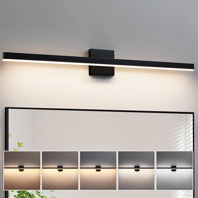 KAISITE Black Vanity Light for Bathroom Above Mirror 39 inch LED 5CCT Bathroom Lighting Fixtures Dimmable Modern Bath Wall Light Fixture Over Mirror