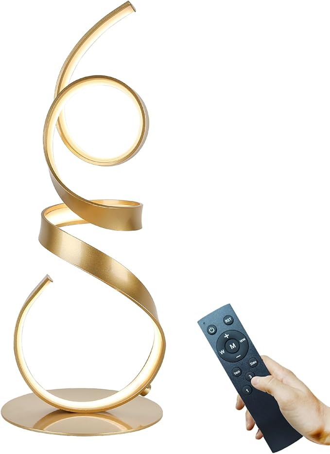 20W 2700LM 3 Colors Dimmable with Remote LED Art Table Lamp 21.6 Inch Height with Touch Switch for Living Room,Bedroom(Gold)