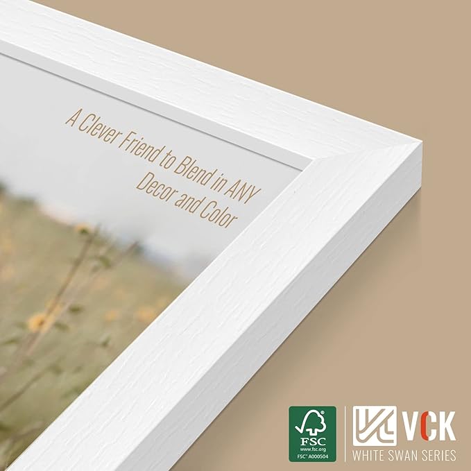 VCK 20x30 Poster Frame Set of 4 - White, Gallery-Quality Wood Picture Frames, 1.1-Inch Wide Border, Polished Plexiglass, Vertical or Horizontal Wall Display for Photo/Art/Prints, White