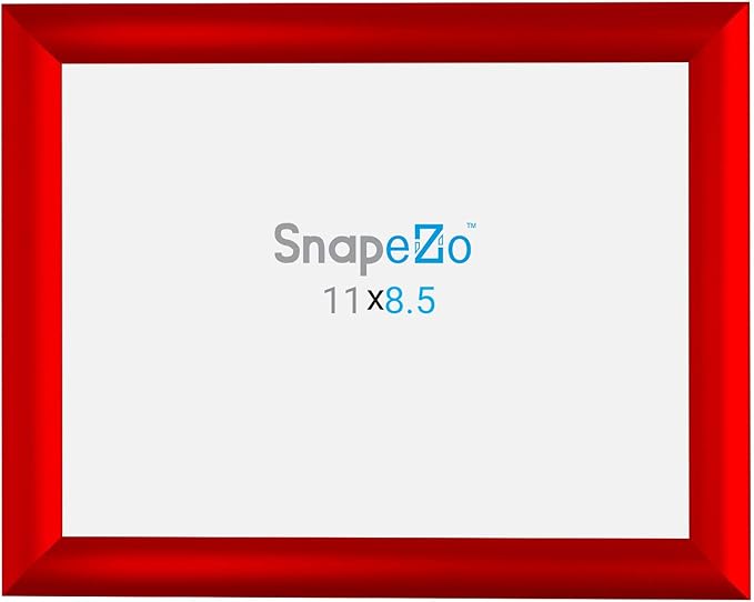SnapeZo Certificate Frame 8.5x11 Inches, Red 1 Inch Aluminum Profile, Front-Loading Snap Frame, Wall Mounting, Sleek Series