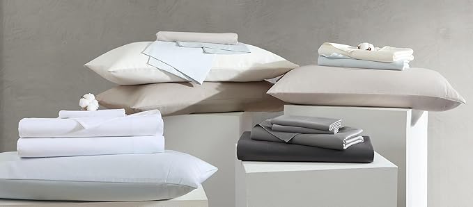 Vera Wang - Queen Sheet Set, Luxury Sateen Cotton Bedding, 800 Thread Count, Soft & Smooth Bedding Set (Charcoal, Queen)