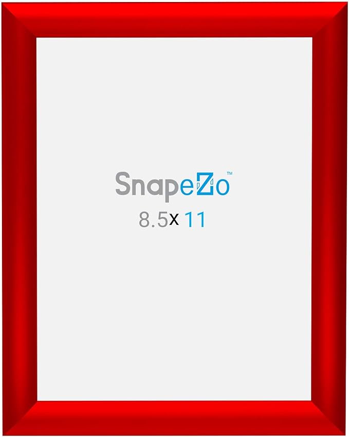 SnapeZo Certificate Frame 8.5x11 Inches, Red 1 Inch Aluminum Profile, Front-Loading Snap Frame, Wall Mounting, Sleek Series