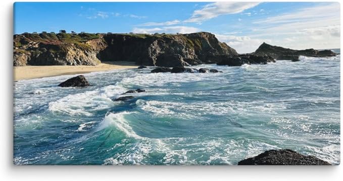 Bodega Bay Canvas Wall Art – Coastal Ocean Photography Print – California Nature Landscape Decor – Seascape Picture for Living Room or Bedroom (12x24 inches) Wrapped Canvas