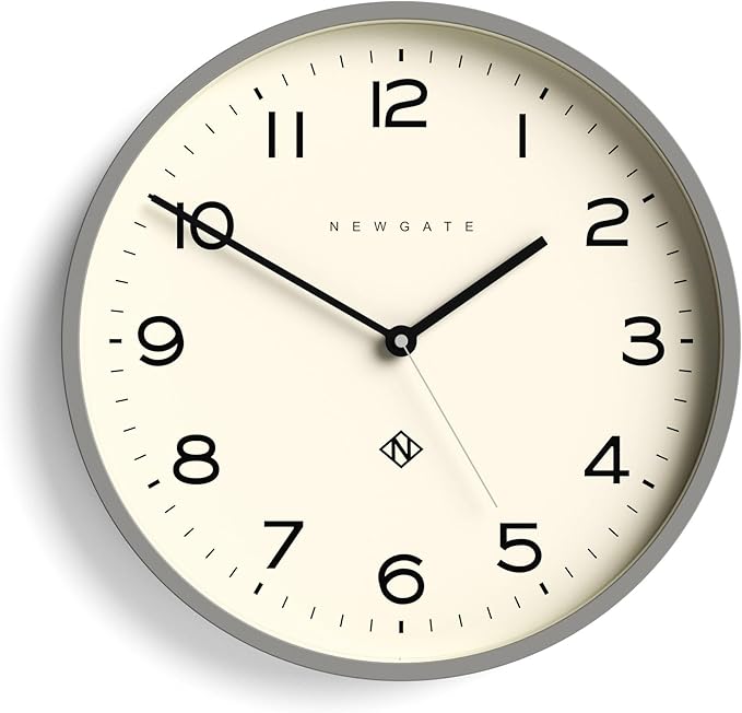 NEWGATE® Number Three Echo Wall Clock | Modern Round Clock | 14.5 inch | Posh Grey | Easy to Read Numbers | Ideal for Kitchen, Living Room or Office