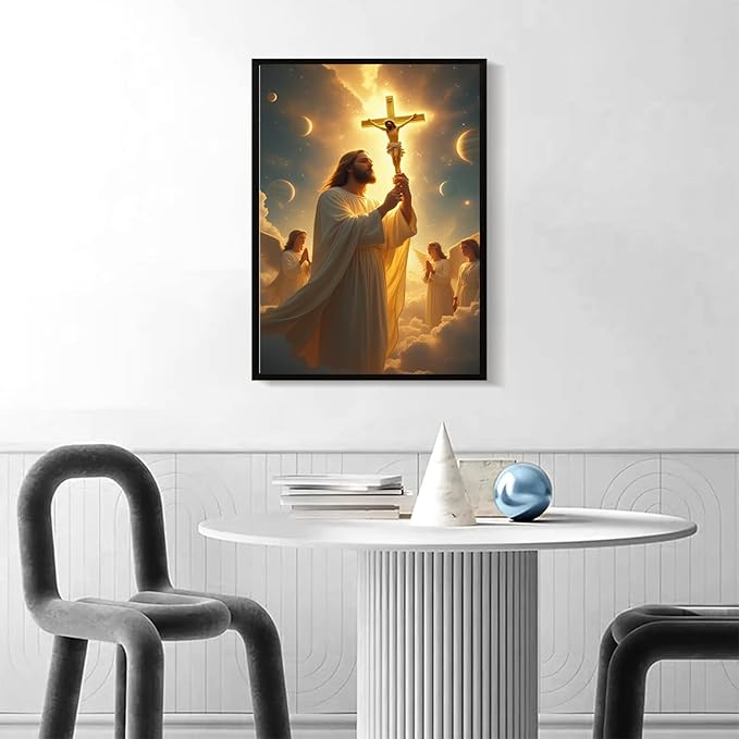 Christian Wall Art Print, Religious Scripture Biblical Decor, Faith-Based Inspirational Landscape with Cross, Digital Printed Canvas Poster for Church, Home Chapel, Prayer Room Decor