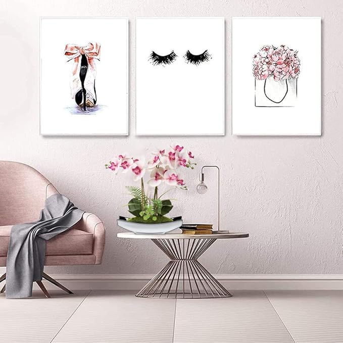Briful Orchids Artificial Flowers 15" Light Pink Phalaenopsis Orchid with Silver Pots Real Touch Faux Orchid Plant for Home Office Bathroom Living Room Decoration