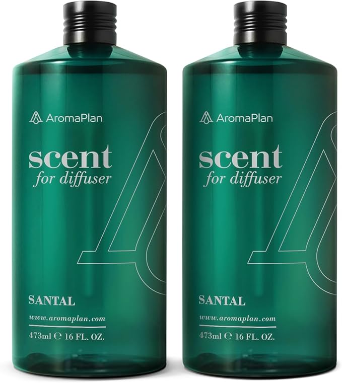 AromaPlan Hotel Scents Santal 16 Fl Oz 2 Pack (946ml), Home Luxury Aroma & Hotel Fragrance Diffuser Oil- Hotel Diffuser Oil for Aromatherapy- USA Made, Bigger Bottle, Bolder Aroma & Longer Lasting
